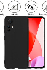 Nomfy Hoesje Geschikt voor Xiaomi 12 Lite Hoesje Siliconen Cover Case - Hoes Geschikt voor Xiaomi 12 Lite Hoes Back Case - Zwart