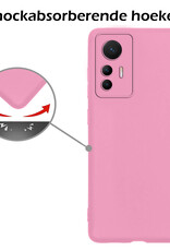 Nomfy Hoesje Geschikt voor Xiaomi 12 Lite Hoesje Siliconen Cover Case - Hoes Geschikt voor Xiaomi 12 Lite Hoes Back Case - Lichtroze