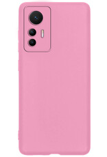 Nomfy Hoesje Geschikt voor Xiaomi 12 Lite Hoesje Siliconen Cover Case - Hoes Geschikt voor Xiaomi 12 Lite Hoes Back Case - Lichtroze