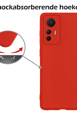 Nomfy Hoesje Geschikt voor Xiaomi 12 Lite Hoesje Siliconen Cover Case - Hoes Geschikt voor Xiaomi 12 Lite Hoes Back Case - Rood