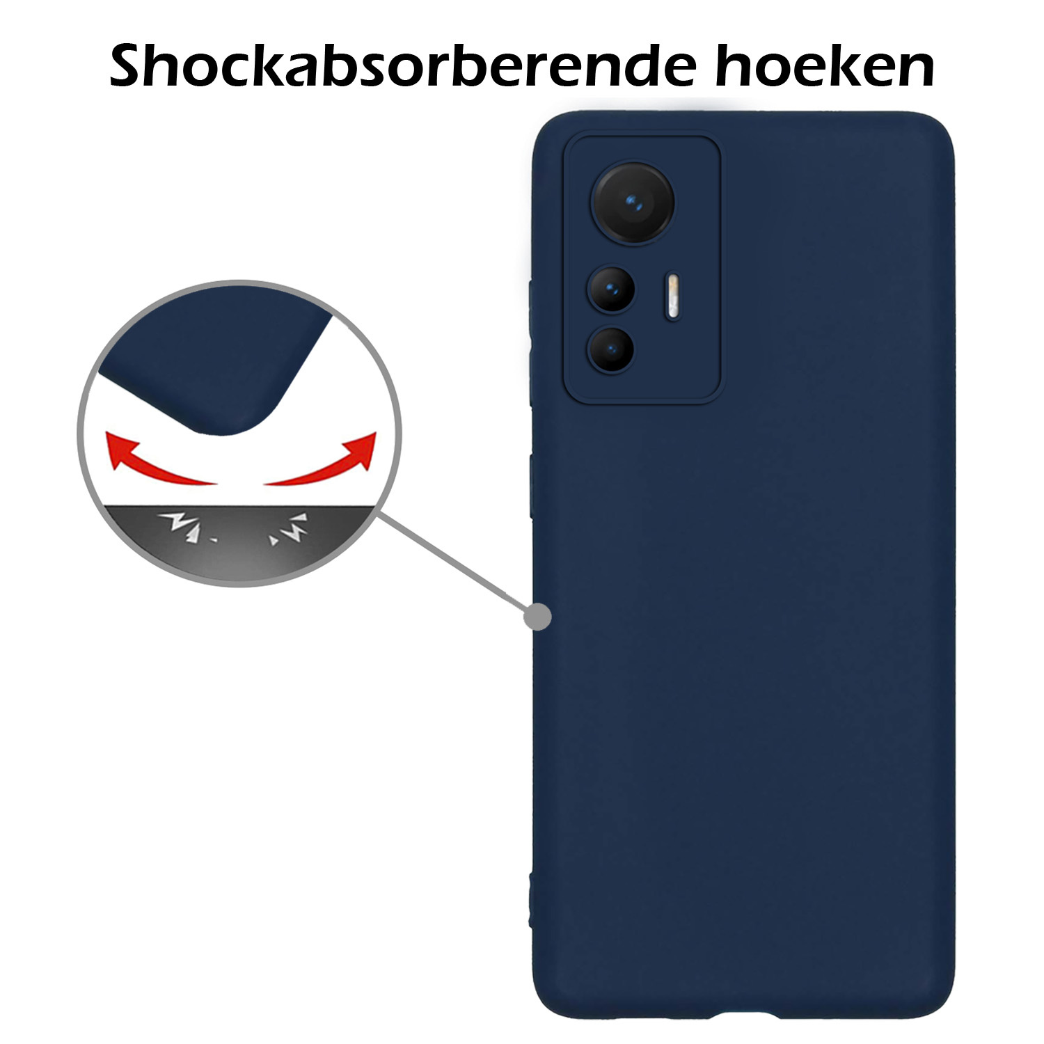 Nomfy Hoesje Geschikt voor Xiaomi 12 Lite Hoesje Siliconen Cover Case - Hoes Geschikt voor Xiaomi 12 Lite Hoes Back Case - Donkerblauw