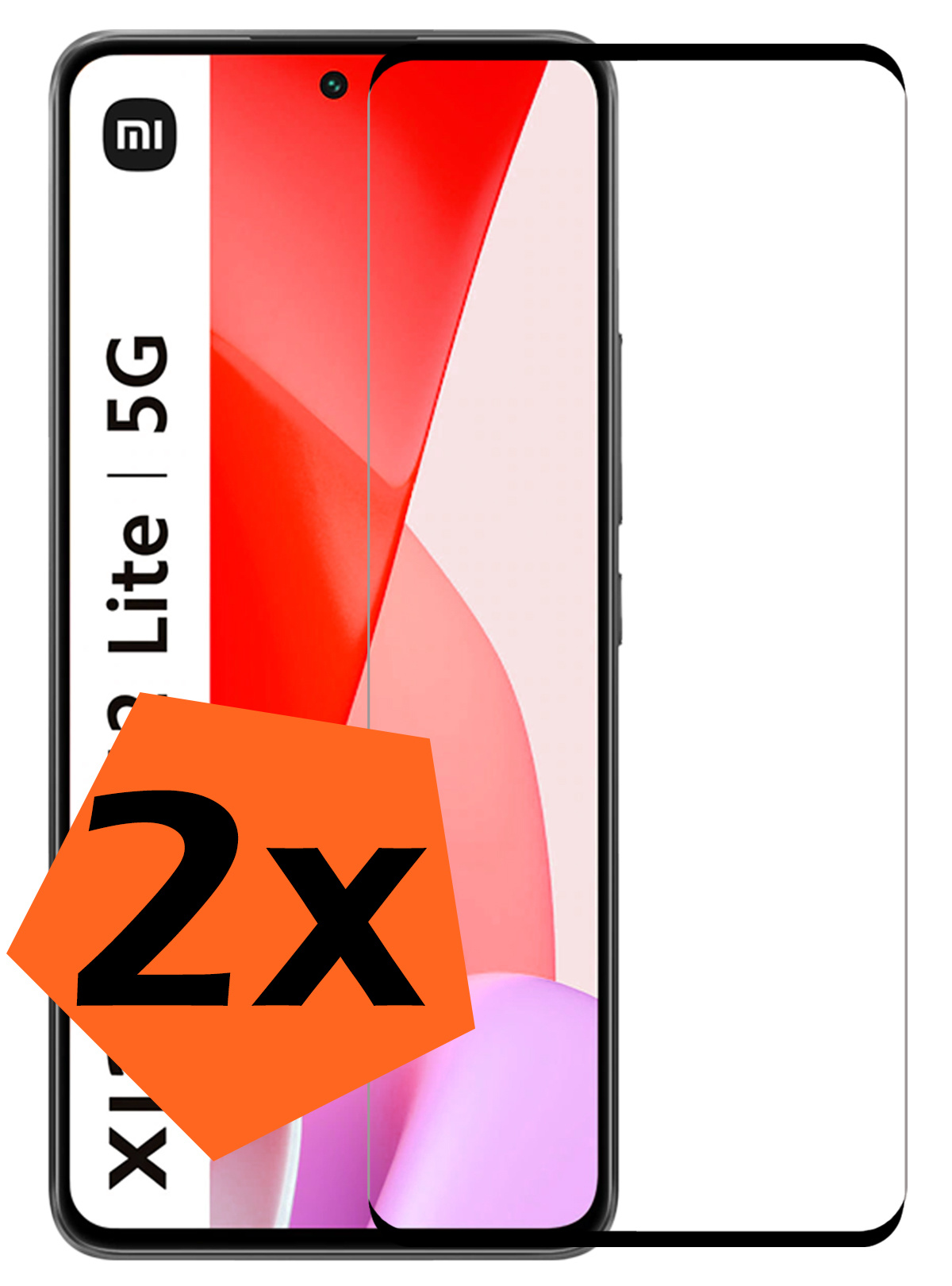 Nomfy Xiaomi 12 Lite Screenprotector Glas Tempered Glass 3D - Xiaomi 12 Lite Screen Protector 3D Full Cover - 2 PACK