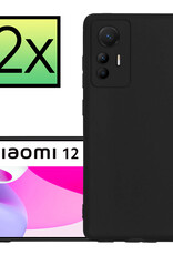 NoXx Hoes Geschikt voor Xiaomi 12 Lite Hoesje Cover Siliconen Back Case Hoes - Zwart - 2x
