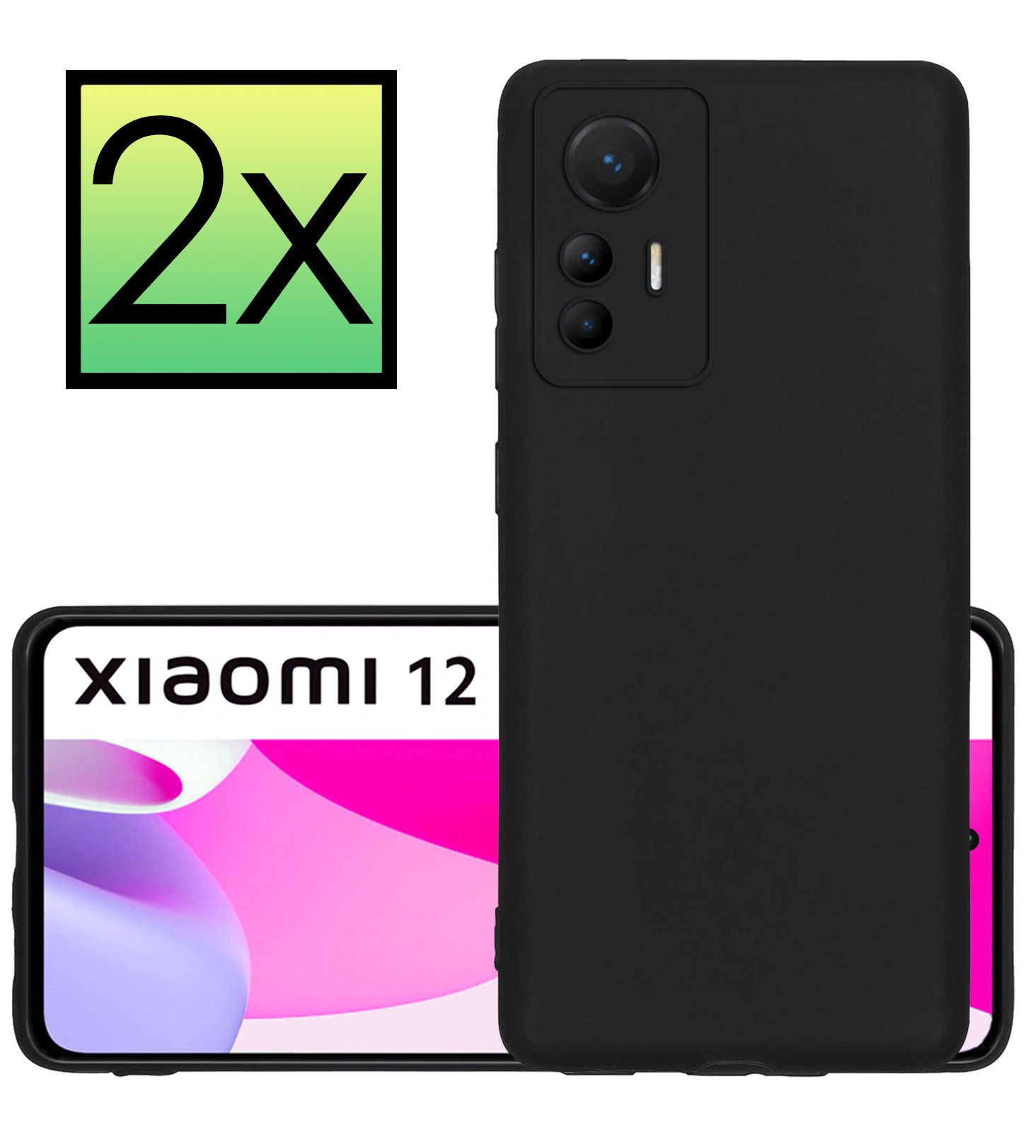 NoXx Hoes Geschikt voor Xiaomi 12 Lite Hoesje Cover Siliconen Back Case Hoes - Zwart - 2x
