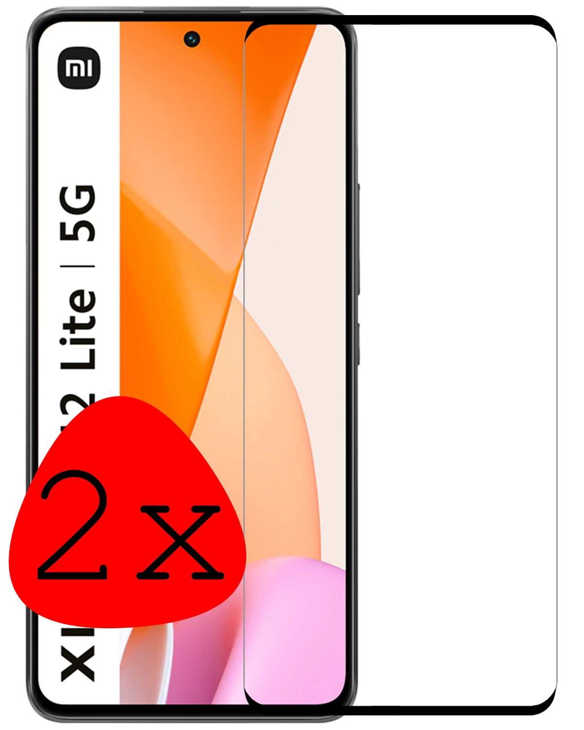 BASEY. Screenprotector Geschikt voor Xiaomi 12 Lite Screenprotector Beschermglas Full Cover - Screenprotector Geschikt voor Xiaomi 12 Lite Screen Protector Full Cover - 2 Stuks