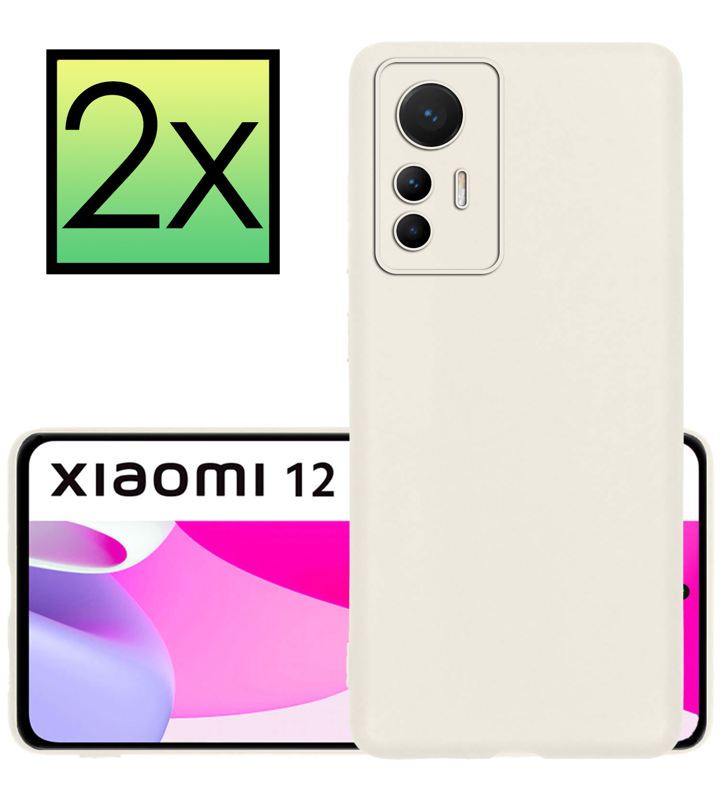NoXx Hoes Geschikt voor Xiaomi 12 Lite Hoesje Cover Siliconen Back Case Hoes - Wit - 2x