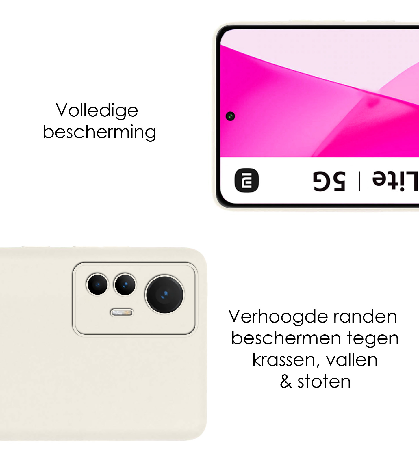 NoXx Hoes Geschikt voor Xiaomi 12 Lite Hoesje Cover Siliconen Back Case Hoes - Wit - 2x