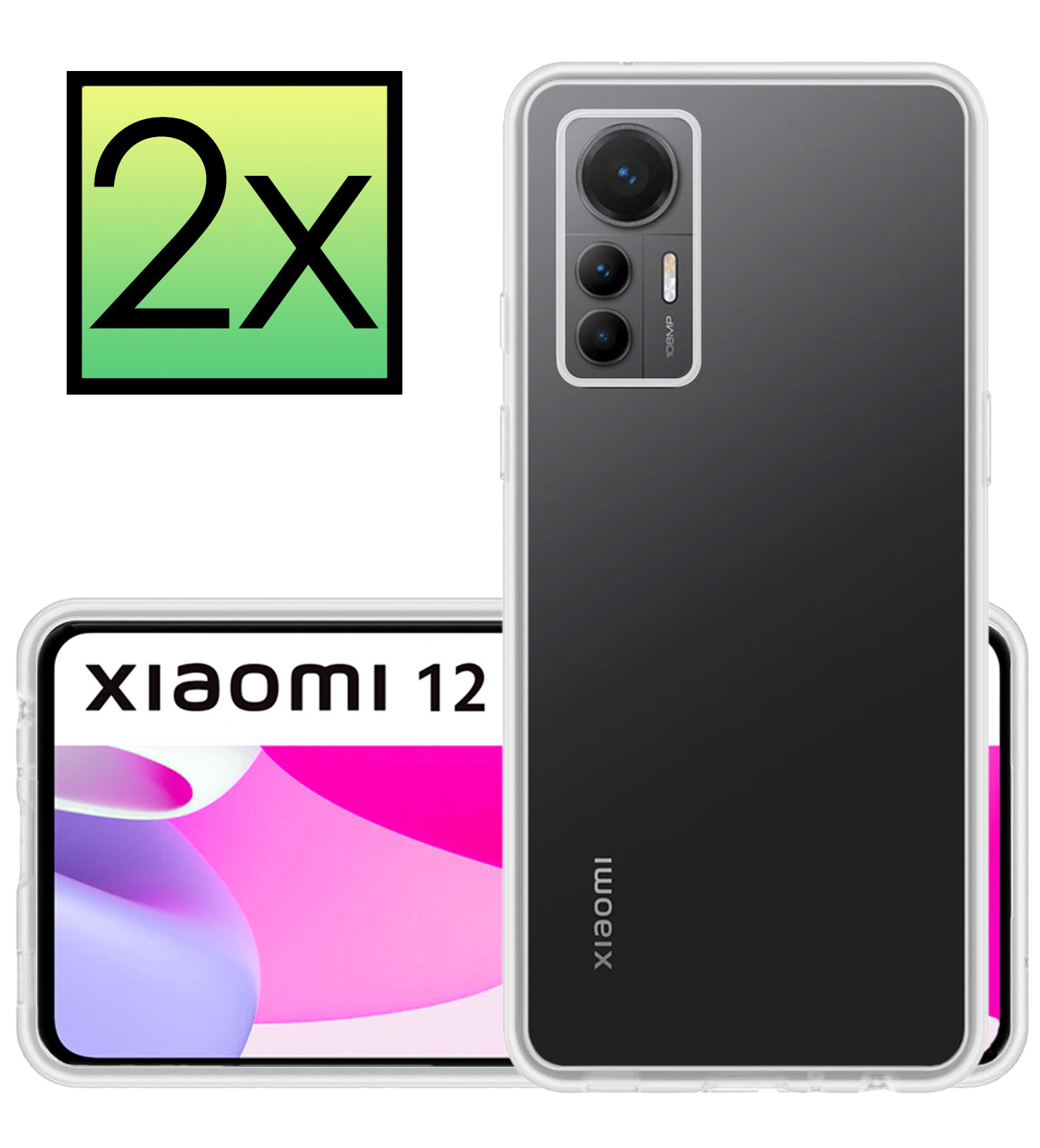 NoXx Hoes Geschikt voor Xiaomi 12 Lite Hoesje Cover Siliconen Back Case Hoes - Transparant - 2x