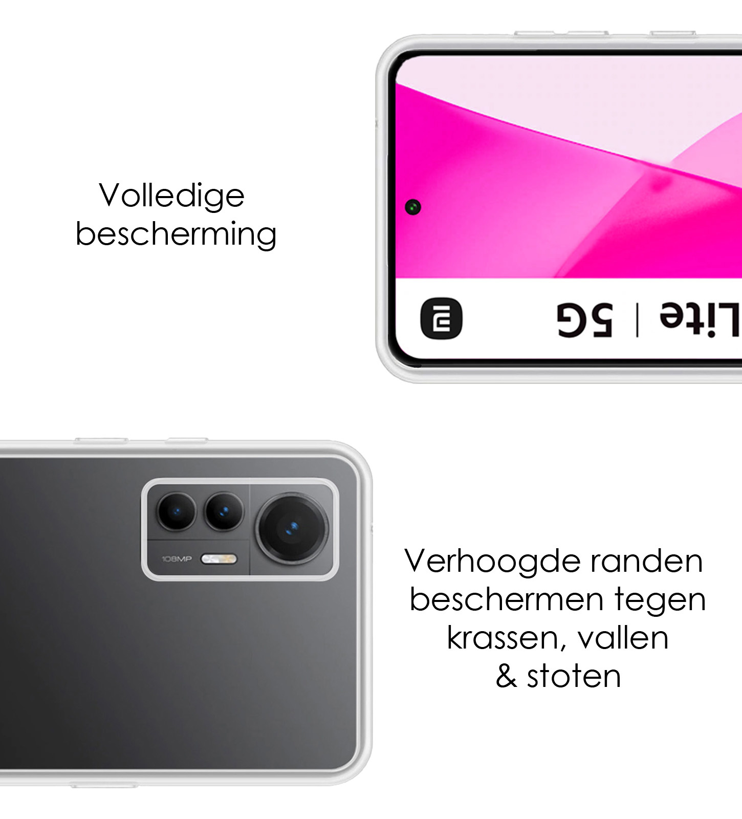 NoXx Hoes Geschikt voor Xiaomi 12 Lite Hoesje Cover Siliconen Back Case Hoes - Transparant - 2x