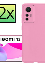 NoXx Hoes Geschikt voor Xiaomi 12 Lite Hoesje Cover Siliconen Back Case Hoes - Lichtroze - 2x