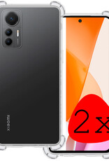BASEY. Hoes Geschikt voor Xiaomi 12 Lite Hoesje Shock Proof Case Hoes Siliconen - Hoesje Geschikt voor Xiaomi 12 Lite Hoes Cover Shockproof - Transparant - 2 Stuks