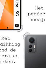 BASEY. Hoes Geschikt voor Xiaomi 12 Lite Hoesje Shock Proof Case Hoes Siliconen - Hoesje Geschikt voor Xiaomi 12 Lite Hoes Cover Shockproof - Transparant - 2 Stuks