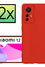 NoXx Hoes Geschikt voor Xiaomi 12 Lite Hoesje Cover Siliconen Back Case Hoes - Rood - 2x
