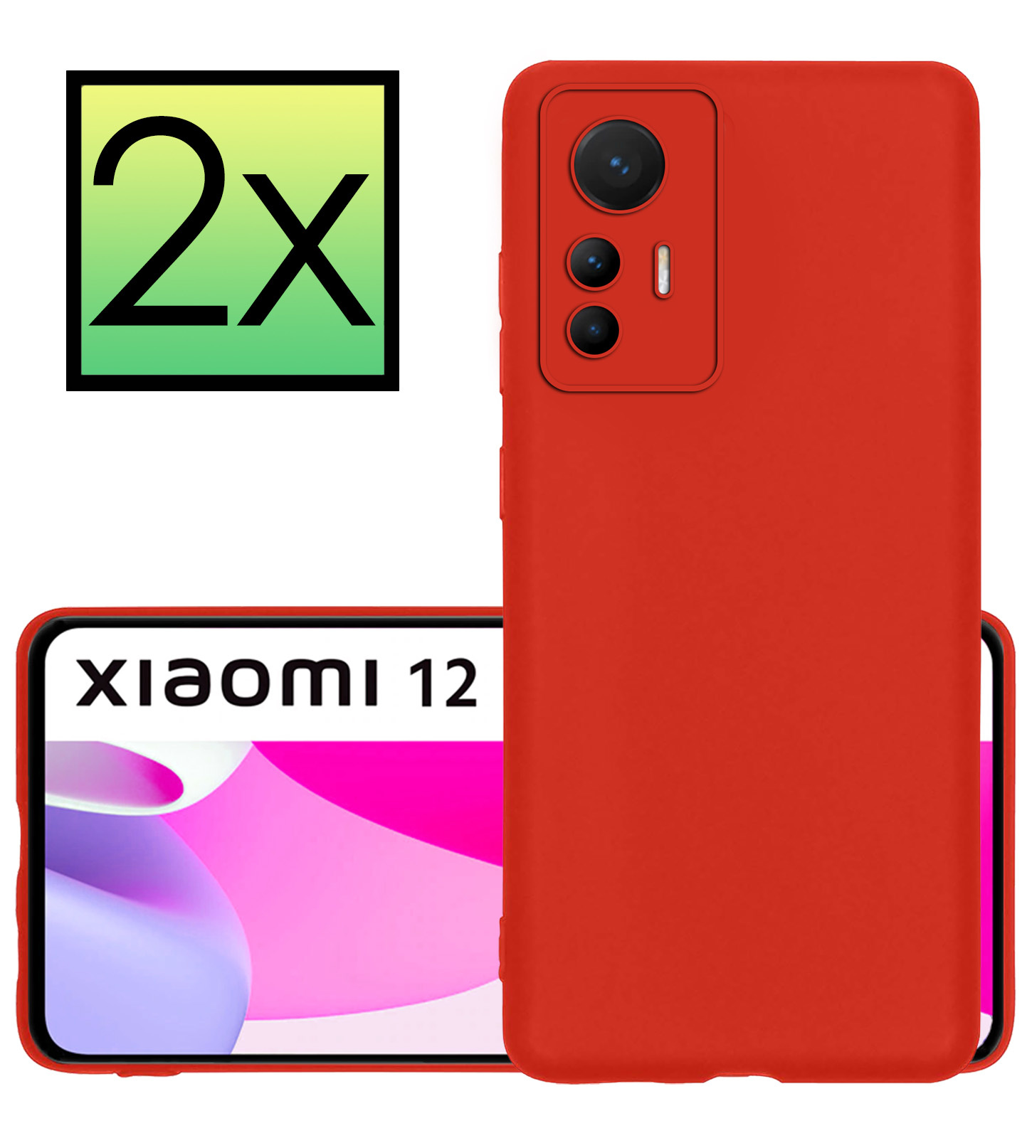 NoXx Hoes Geschikt voor Xiaomi 12 Lite Hoesje Cover Siliconen Back Case Hoes - Rood - 2x