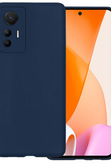 BASEY. Hoes Geschikt voor Xiaomi 12 Lite Hoesje Siliconen Back Cover Case - Hoesje Geschikt voor Xiaomi 12 Lite Hoes Cover Hoesje - Donkerblauw