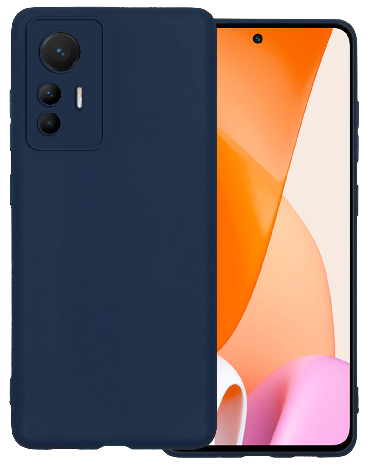 BASEY. Hoes Geschikt voor Xiaomi 12 Lite Hoesje Siliconen Back Cover Case - Hoesje Geschikt voor Xiaomi 12 Lite Hoes Cover Hoesje - Donkerblauw