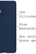 BASEY. Hoes Geschikt voor Xiaomi 12 Lite Hoesje Siliconen Back Cover Case - Hoesje Geschikt voor Xiaomi 12 Lite Hoes Cover Hoesje - Donkerblauw