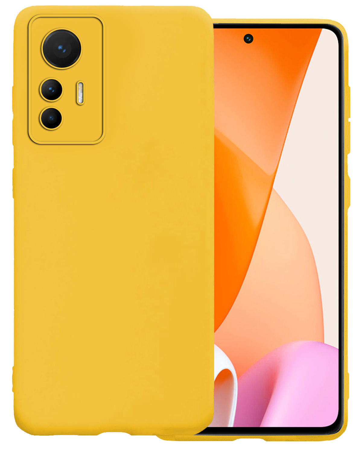 BASEY. Hoes Geschikt voor Xiaomi 12 Lite Hoesje Siliconen Back Cover Case - Hoesje Geschikt voor Xiaomi 12 Lite Hoes Cover Hoesje - Geel