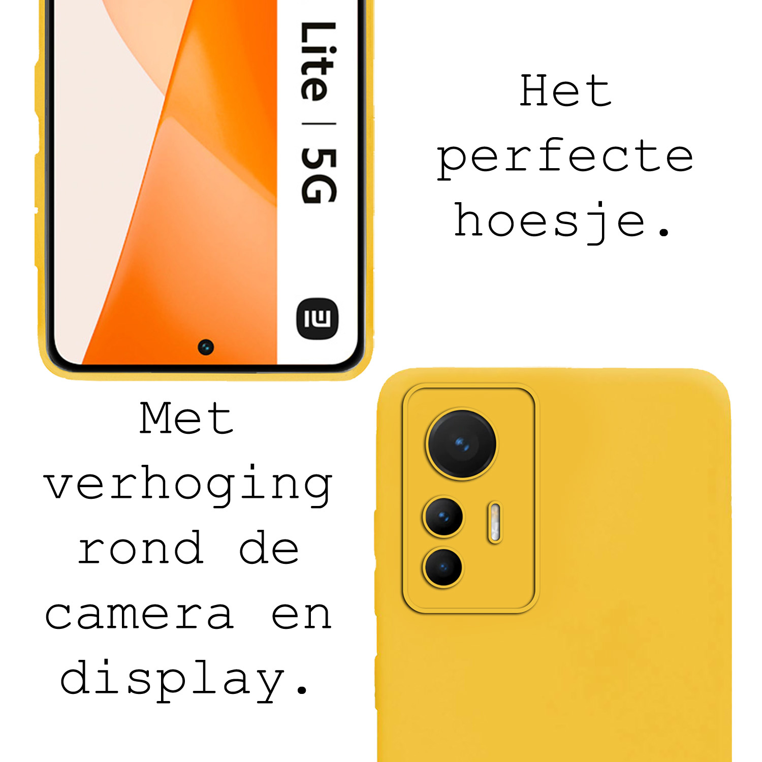 BASEY. Hoes Geschikt voor Xiaomi 12 Lite Hoesje Siliconen Back Cover Case - Hoesje Geschikt voor Xiaomi 12 Lite Hoes Cover Hoesje - Geel