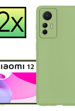 NoXx Hoes Geschikt voor Xiaomi 12 Lite Hoesje Cover Siliconen Back Case Hoes - Groen - 2x
