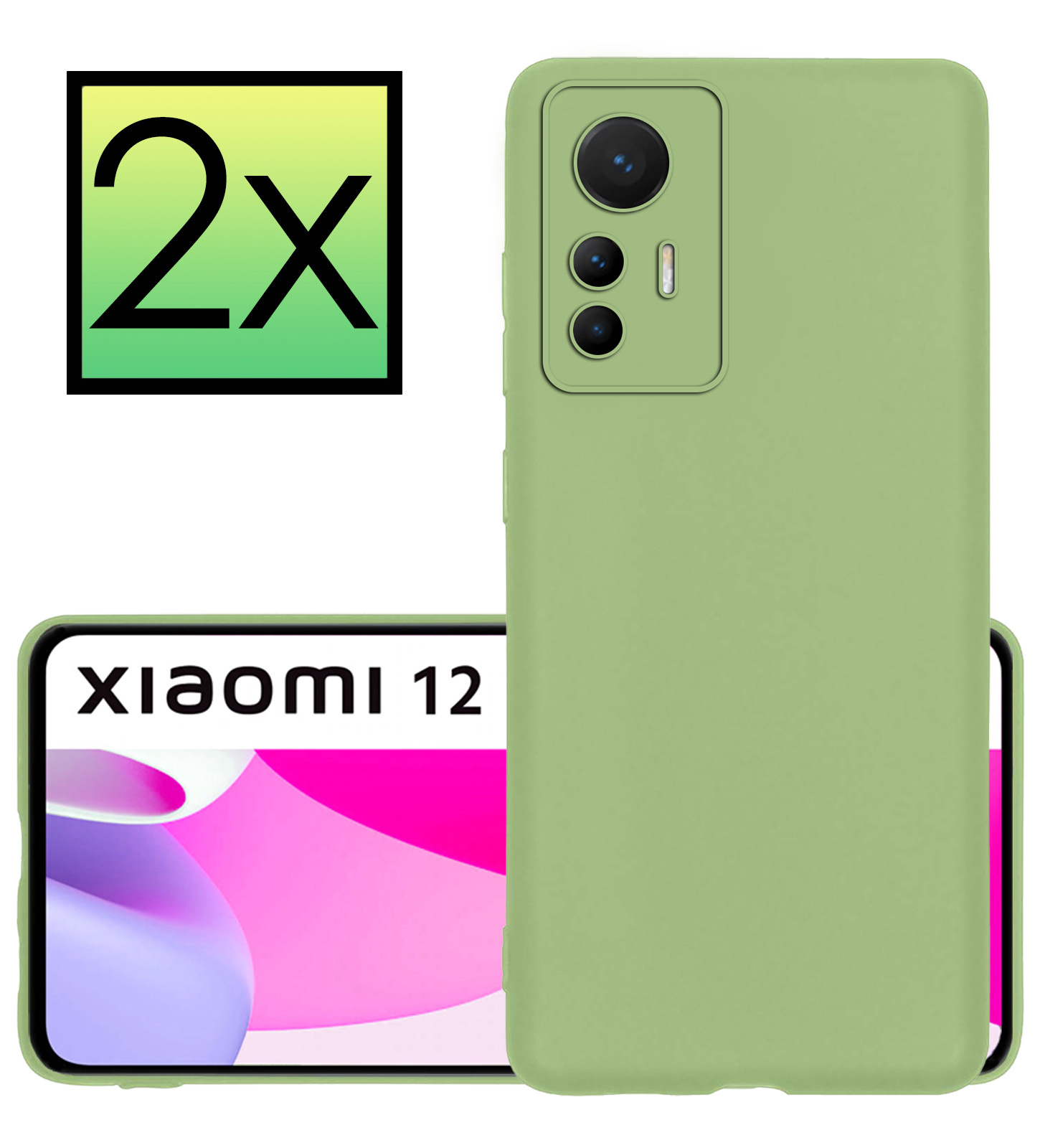 NoXx Hoes Geschikt voor Xiaomi 12 Lite Hoesje Cover Siliconen Back Case Hoes - Groen - 2x