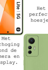 BASEY. Hoes Geschikt voor Xiaomi 12 Lite Hoesje Siliconen Back Cover Case - Hoesje Geschikt voor Xiaomi 12 Lite Hoes Cover Hoesje - Groen