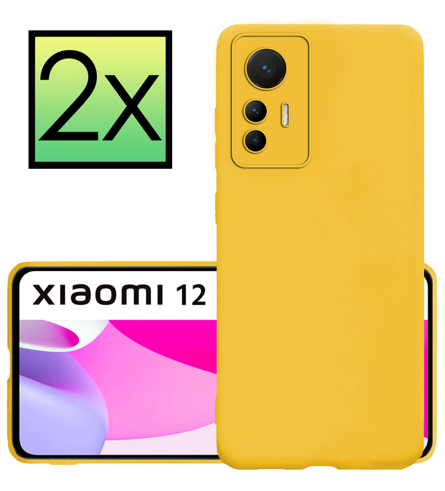 NoXx Hoes Geschikt voor Xiaomi 12 Lite Hoesje Cover Siliconen Back Case Hoes - Geel - 2x