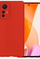 BASEY. Hoes Geschikt voor Xiaomi 12 Lite Hoesje Siliconen Back Cover Case - Hoesje Geschikt voor Xiaomi 12 Lite Hoes Cover Hoesje - Rood