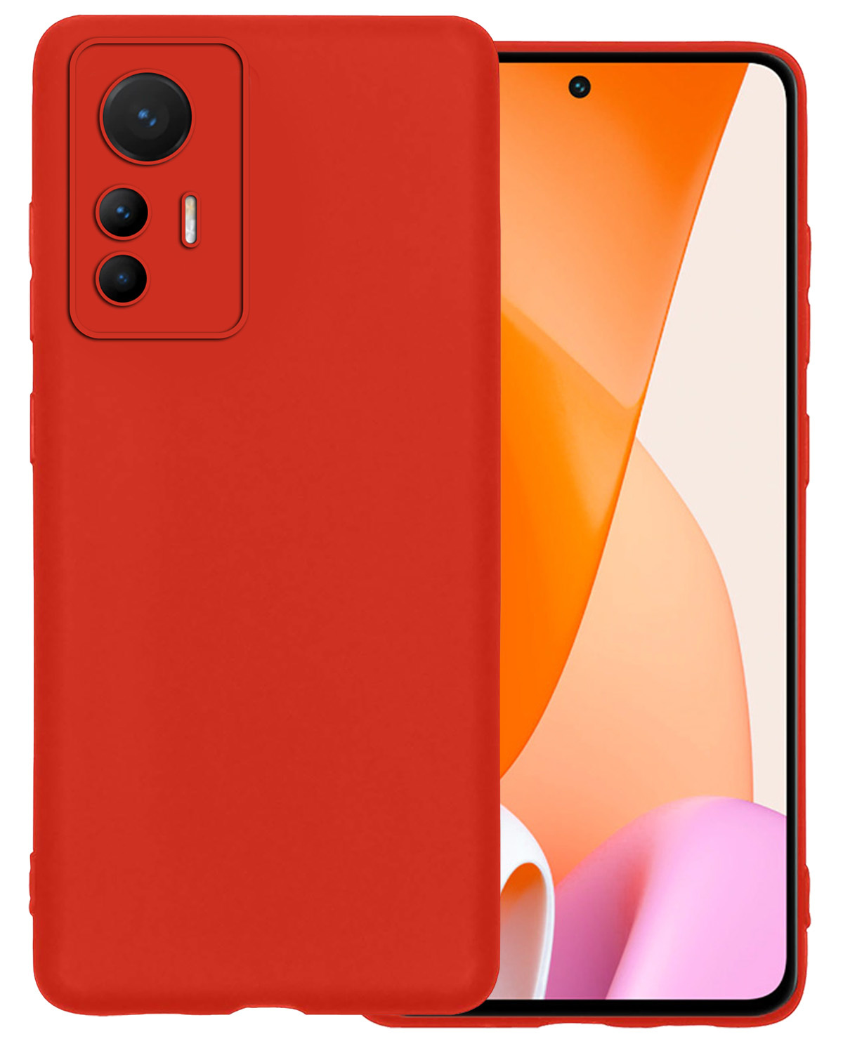 BASEY. Hoes Geschikt voor Xiaomi 12 Lite Hoesje Siliconen Back Cover Case - Hoesje Geschikt voor Xiaomi 12 Lite Hoes Cover Hoesje - Rood