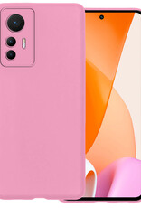 BASEY. Hoes Geschikt voor Xiaomi 12 Lite Hoesje Siliconen Back Cover Case - Hoesje Geschikt voor Xiaomi 12 Lite Hoes Cover Hoesje - Lichtroze