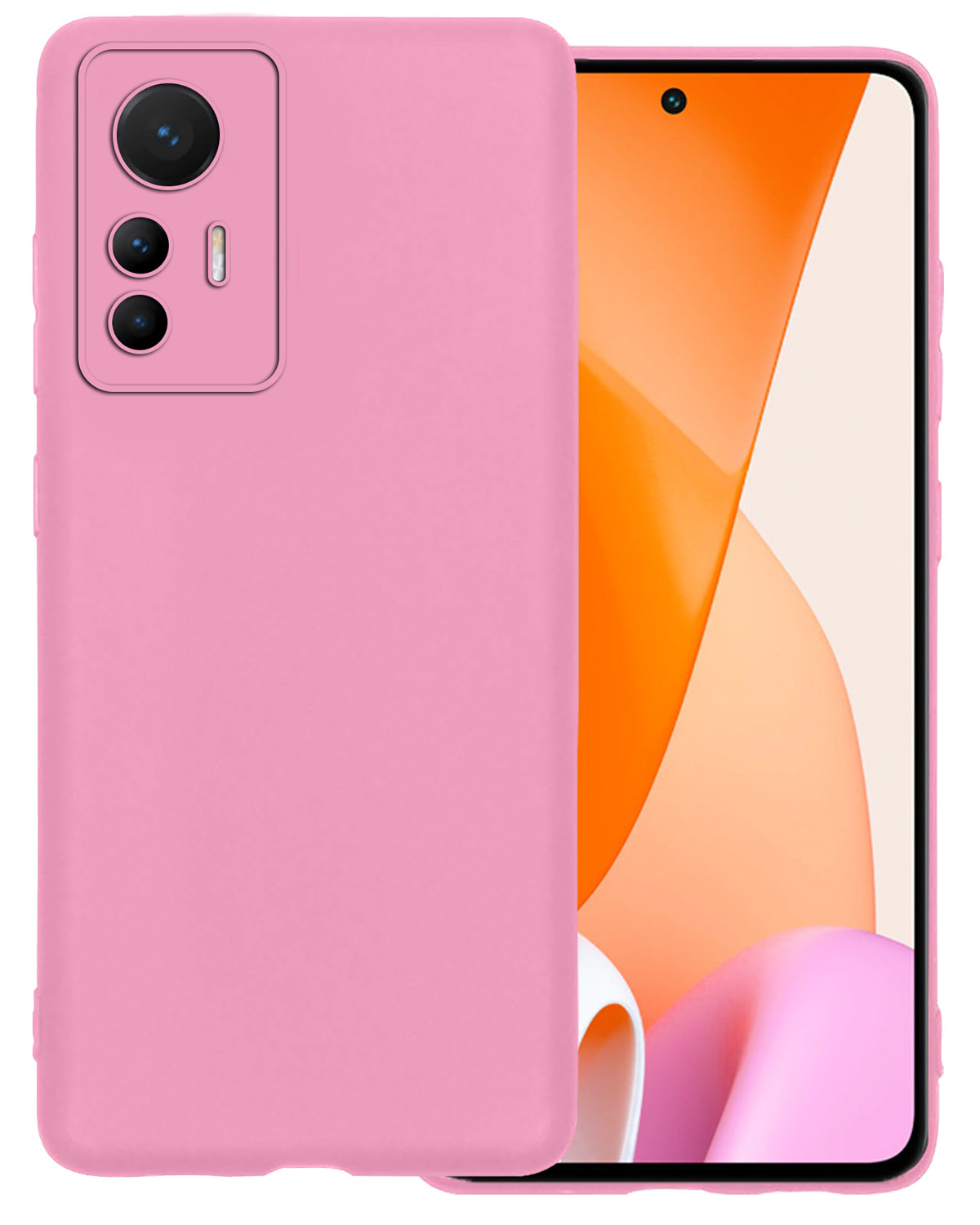 BASEY. Hoes Geschikt voor Xiaomi 12 Lite Hoesje Siliconen Back Cover Case - Hoesje Geschikt voor Xiaomi 12 Lite Hoes Cover Hoesje - Lichtroze