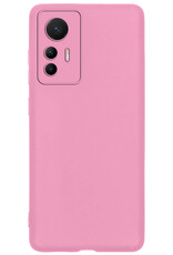 BASEY. Hoes Geschikt voor Xiaomi 12 Lite Hoesje Siliconen Back Cover Case - Hoesje Geschikt voor Xiaomi 12 Lite Hoes Cover Hoesje - Lichtroze