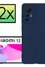 NoXx Hoes Geschikt voor Xiaomi 12 Lite Hoesje Cover Siliconen Back Case Hoes - Donkerblauw - 2x