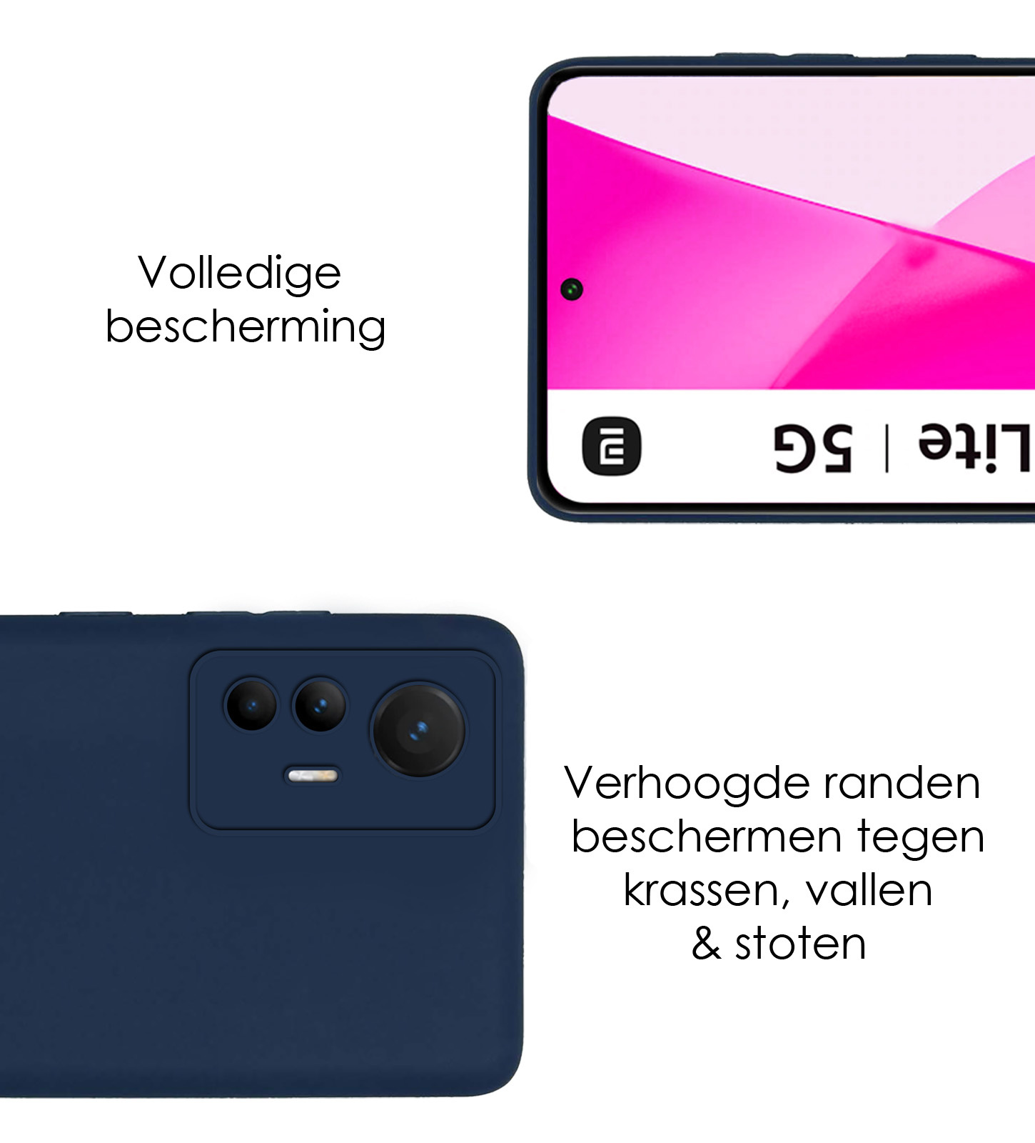 NoXx Hoes Geschikt voor Xiaomi 12 Lite Hoesje Cover Siliconen Back Case Hoes - Donkerblauw - 2x