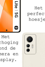 BASEY. Hoes Geschikt voor Xiaomi 12 Lite Hoesje Siliconen Back Cover Case - Hoesje Geschikt voor Xiaomi 12 Lite Hoes Cover Hoesje - Wit