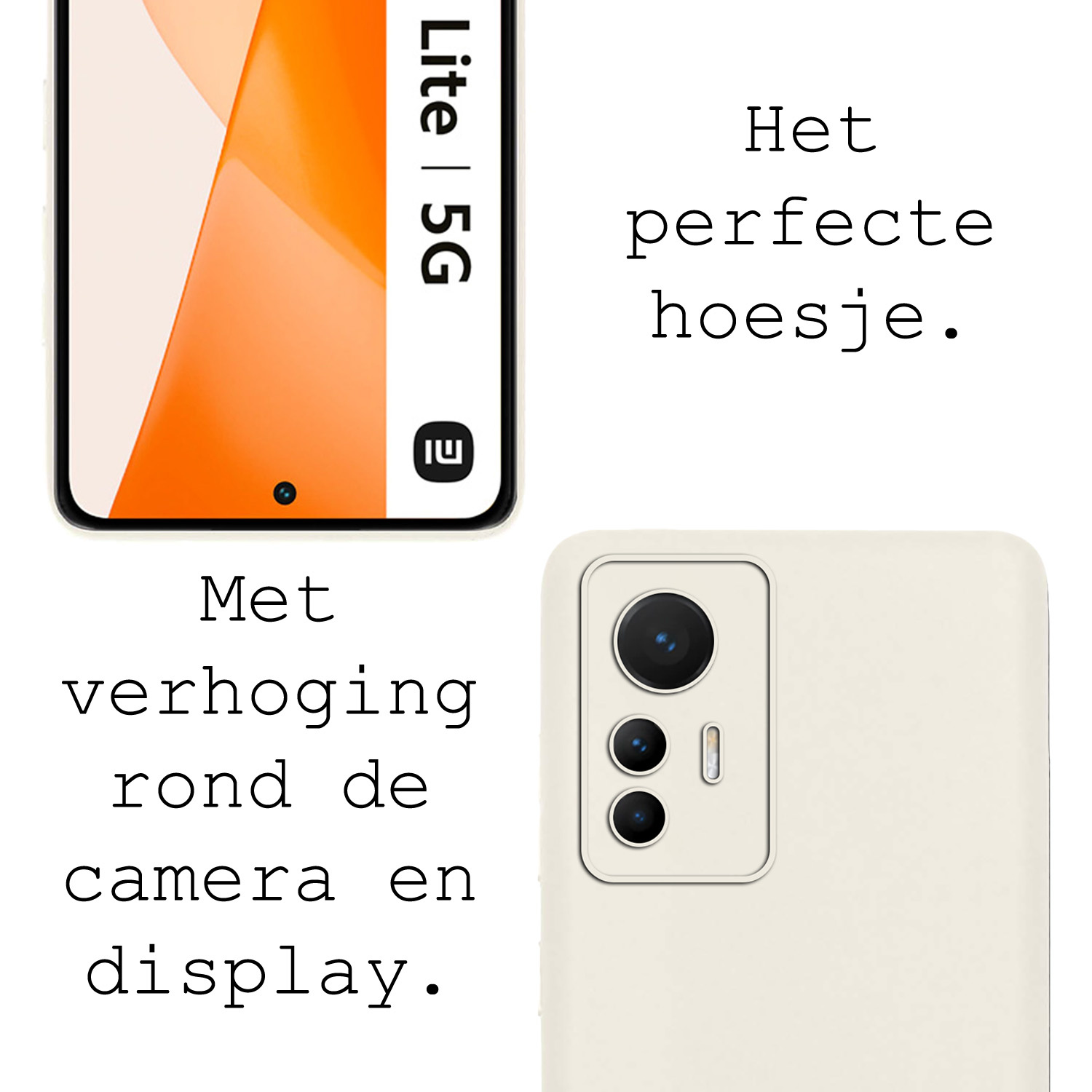 BASEY. Hoes Geschikt voor Xiaomi 12 Lite Hoesje Siliconen Back Cover Case - Hoesje Geschikt voor Xiaomi 12 Lite Hoes Cover Hoesje - Wit