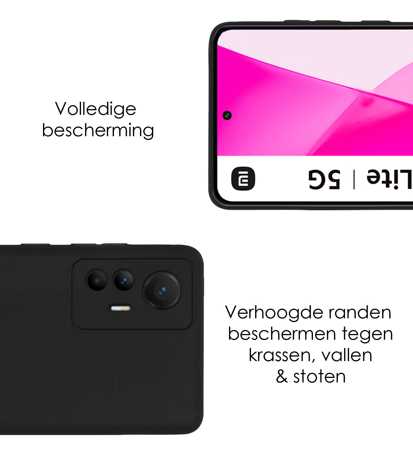 NoXx Hoes Geschikt voor Xiaomi 12 Lite Hoesje Cover Siliconen Back Case Hoes - Zwart