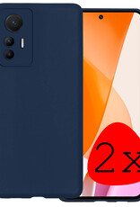 BASEY. Hoes Geschikt voor Xiaomi 12 Lite Hoesje Siliconen Back Cover Case - Hoesje Geschikt voor Xiaomi 12 Lite Hoes Cover Hoesje - Donkerblauw - 2 Stuks