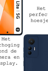 BASEY. Hoes Geschikt voor Xiaomi 12 Lite Hoesje Siliconen Back Cover Case - Hoesje Geschikt voor Xiaomi 12 Lite Hoes Cover Hoesje - Donkerblauw - 2 Stuks