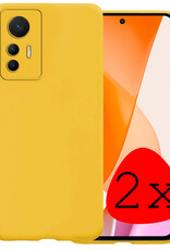 BASEY. Hoes Geschikt voor Xiaomi 12 Lite Hoesje Siliconen Back Cover Case - Hoesje Geschikt voor Xiaomi 12 Lite Hoes Cover Hoesje - Geel - 2 Stuks