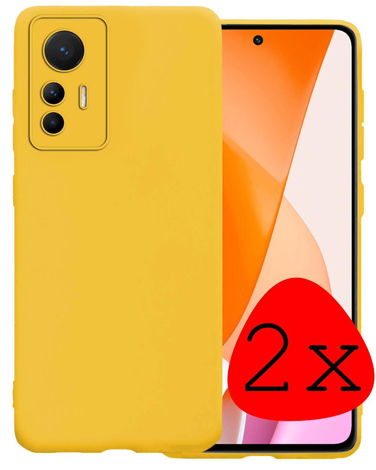 BASEY. Hoes Geschikt voor Xiaomi 12 Lite Hoesje Siliconen Back Cover Case - Hoesje Geschikt voor Xiaomi 12 Lite Hoes Cover Hoesje - Geel - 2 Stuks