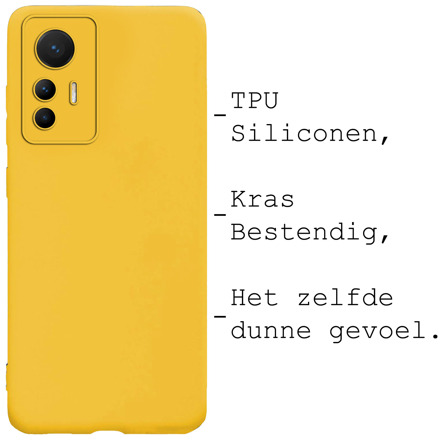 BASEY. Hoes Geschikt voor Xiaomi 12 Lite Hoesje Siliconen Back Cover Case - Hoesje Geschikt voor Xiaomi 12 Lite Hoes Cover Hoesje - Geel - 2 Stuks