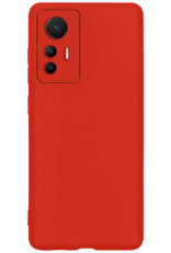 BASEY. Hoes Geschikt voor Xiaomi 12 Lite Hoesje Siliconen Back Cover Case - Hoesje Geschikt voor Xiaomi 12 Lite Hoes Cover Hoesje - Rood - 2 Stuks