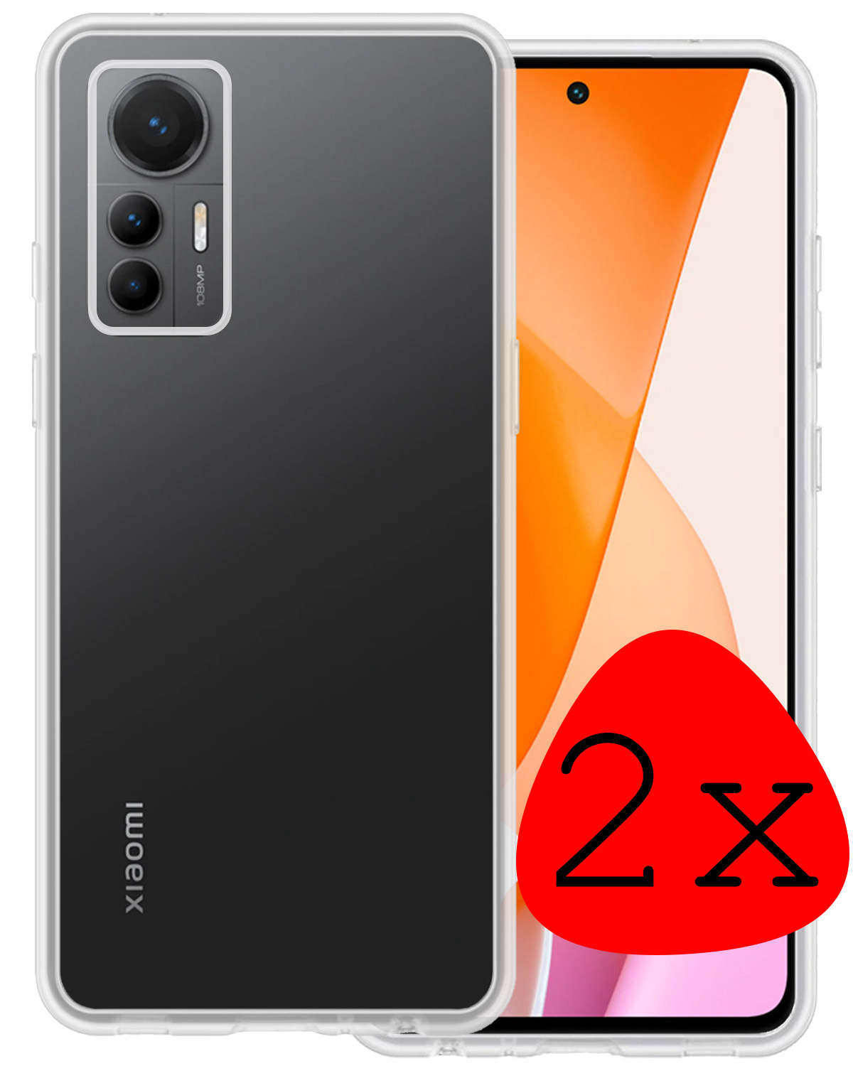 BASEY. Hoes Geschikt voor Xiaomi 12 Lite Hoesje Siliconen Back Cover Case - Hoesje Geschikt voor Xiaomi 12 Lite Hoes Cover Hoesje - Transparant - 2 Stuks