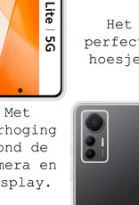 BASEY. Hoes Geschikt voor Xiaomi 12 Lite Hoesje Siliconen Back Cover Case - Hoesje Geschikt voor Xiaomi 12 Lite Hoes Cover Hoesje - Transparant - 2 Stuks