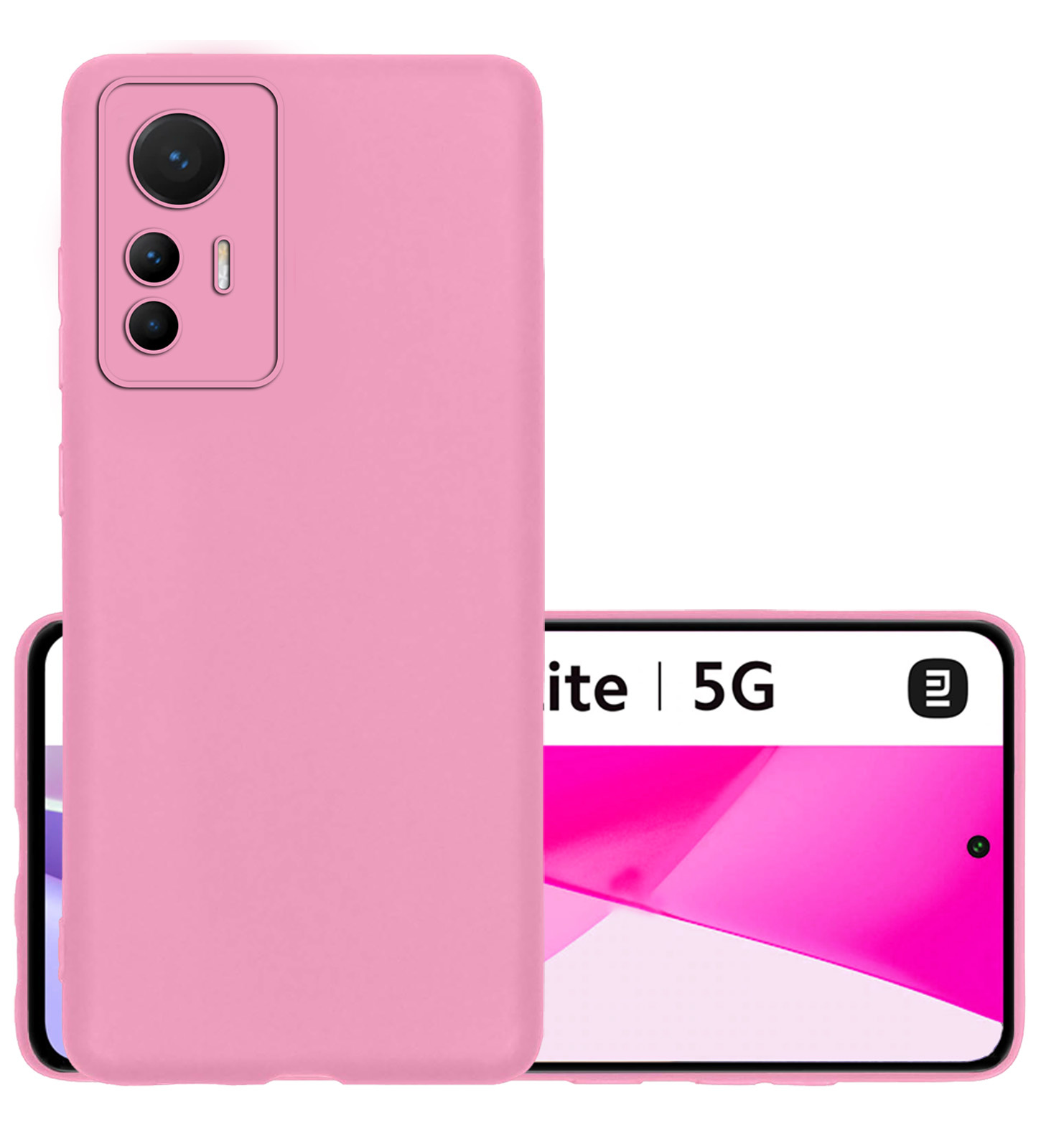 NoXx Hoes Geschikt voor Xiaomi 12 Lite Hoesje Cover Siliconen Back Case Hoes - Lichtroze