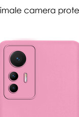 NoXx Hoes Geschikt voor Xiaomi 12 Lite Hoesje Cover Siliconen Back Case Hoes - Lichtroze