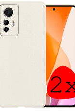 BASEY. Hoes Geschikt voor Xiaomi 12 Lite Hoesje Siliconen Back Cover Case - Hoesje Geschikt voor Xiaomi 12 Lite Hoes Cover Hoesje - Wit - 2 Stuks