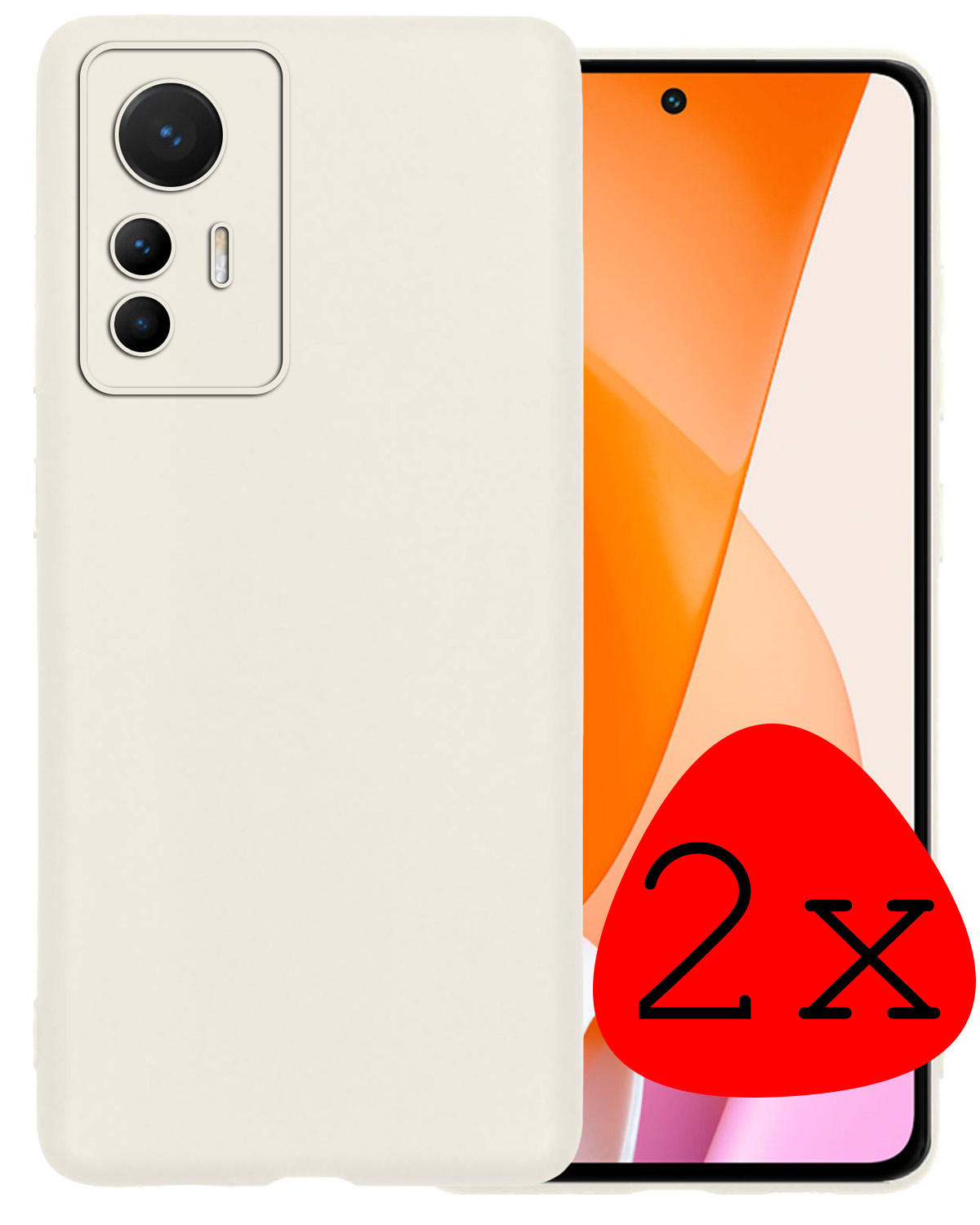 BASEY. Hoes Geschikt voor Xiaomi 12 Lite Hoesje Siliconen Back Cover Case - Hoesje Geschikt voor Xiaomi 12 Lite Hoes Cover Hoesje - Wit - 2 Stuks