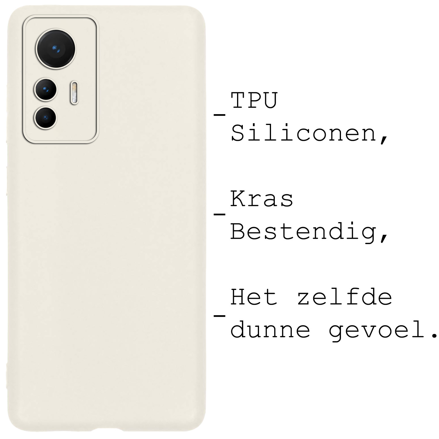 BASEY. Hoes Geschikt voor Xiaomi 12 Lite Hoesje Siliconen Back Cover Case - Hoesje Geschikt voor Xiaomi 12 Lite Hoes Cover Hoesje - Wit - 2 Stuks